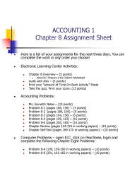 Accounting I Chapter 5 Assignment Sheet Ppt Download