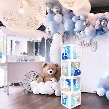 Baby Shower Decorations For Boy 82pcs Jumbo Transparent Baby Etsy In 2022 Boy Baby Shower Centerpieces Fancy Baby Shower Baby Shower Balloons