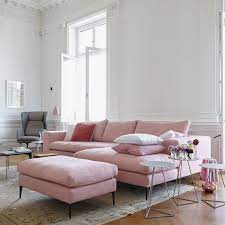 Pink Blush Sofa In White Millwork Living Room Pink Couch Living Room Pink Sofa Living Room Pink Sofa Living