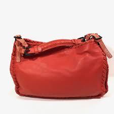 Bottega Veneta Red Intrecciato Leather Shoulderbag With Snake Skin Details Still In Fashion