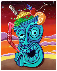 Ouroboros Tiki Is A Painting Of A Tiki Mug Who Represents Infinity Through An Endless Party Tiki mug summer cocktail hand drawn vector illustration. ouroboros tiki mug
