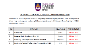 Tingkat 6 & 7, kompleks mara jalan dato' pati, 15000 kota bharu, kelantan. Jawatan Kosong Di Universiti Teknologi Mara Uitm Kelayakan Spm Diploma Ijazah Ejawatankini Com