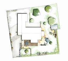 plan d amenagement paysager avec entree espace detente et coin potager architecture floor plans how to plan