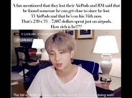 Kim namjoon, the main rapper and leader of bts, has lost 33 pairs of airpods. Engsub Bts Rm Lost 33 Airpods Currently On The 34th Youtube