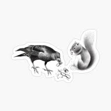 Crows and squirrels are always interacting, but never the one with the other, only squirrels with squirrels chase each other a lot, up and down trees and tree to tree, across the ground and across. Crow And Squirrel Eating Peanuts Poster By Tred85 Redbubble