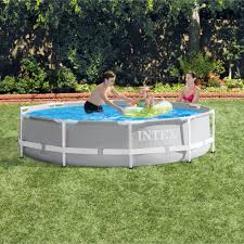 Intex 10 Ft X 30 In Prism Frame Steel Above Ground Outdoor Swimming Pool Gray In 2020 Intex Swimming Pools Backyard Above Ground Swimming Pools