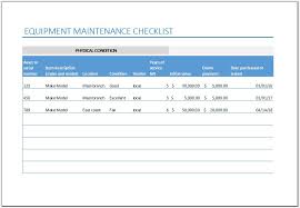 .22 ÿ is housekeeping maintained? Equipment Maintenance Checklist Template For Excel Excel Templates