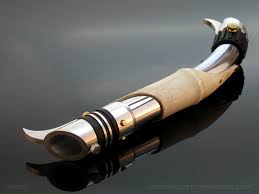These were based on jay gon gin's pvc saber designs, but the sith has a joystick handle with the switch in the original trigger button. Bane Curved Saber Genesis Custom Sabers