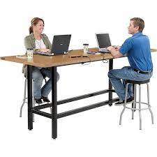 Internal electrical and wire management available. Bar Height Computer Workstation Table With Power Apron Charging Outlets 96 X 36 Wood Standing Height Table Bar Height Table Standing Desk Height