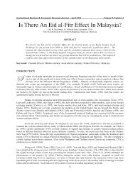 Starting from a week before the 1 st of syawal, malaysians would start going back to their hometowns. Pdf Is There An Eid Al Fitr Effect In Malaysia