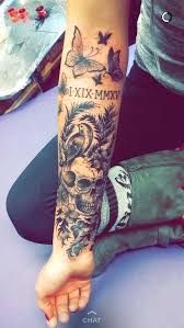 Arm Black And Grey Tattoos For Females Tattoo Sleeve Black Grey Flowers Skull Bird Girly Girly Tattoos Inner Arm Tattoos Trendy Tattoos