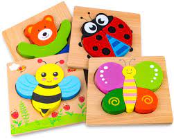 Match thick and sturdy wooden pieces . Amazon Com Skyfield Wooden Animal Puzzles For Toddlers 1 2 3 Years Old Boys Girls Educational Toys Gift With 4 Animal Patterns Bright Vibrant Color Shapes Customize Gift Box Ready Toys Games