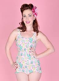 A perfect fit for every body. Pink And Green Cactus Print One Piece Red Dolly Swimwear