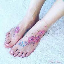 47 Breathtaking Watercolor Flower Tattoos Stayglam Watercolor Tattoo Flower Foot Tattoos Watercolor Foot Tattoo