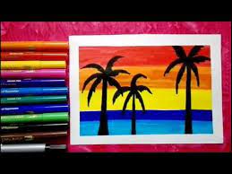 Sunset scenery pencil drawing tutorial for kids. Easiest Way To Draw Sunset Scenery For Kids Step By Step Learn Colors And Easy Drawing For Kids Youtube