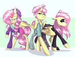 She is also the daughter of twilight. Mlp Fim Imageboard Image 1708645 Artist Salt O Pepper Clothes Fake It Til You Make It Female Fluttergoth Flut My Little Pony Cartoon Pony Fluttershy