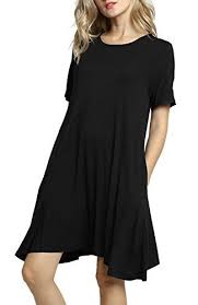 Afibi Women S Short Sleeve Pockets Loose Casual Swing T Shirt Dresses X Large Black Pocket Dresses Casual Swing Shirt Dress Shirt Dress