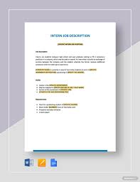 Generic Intern Job Description Template Word Doc Apple Mac Pages Google Docs Job Description Template Job Description Business Template