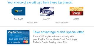 Find quality results related to e gift card mastercard. Earn 15 E Gift Card Thru Paypal Extras Offer In May Ways To Save Money When Shopping