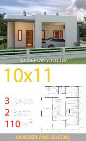House Design 10x11 With 3 Bedrooms Terrace Roof House Plans 3d Small House Design Plans House Roof House Plan Gallery