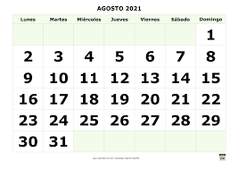 Calendario colombia 2021 con días festivos 🇨🇴. Plantilla Calendario Agosto 2021 Para Imprimir Pdf