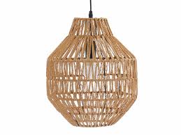 The lampshade shell (4) is a hollow cylinder element.: Suspension Abat Jour Fibre Vegetale Nidou D 30 Cm Marron