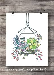 Printable Art Succulent Terrarium Art Print Illustration Cactus Hand Painted Botanical Cactus Cosy Etsy Art Prints Nature Art Prints Plant Illustration