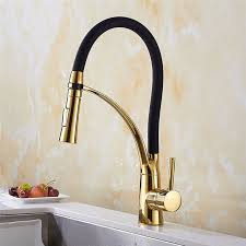 Black And Gold Kitchen Faucet Gold And Black Kitchen Sink Faucet Mixer Tap Swan Neck Pull Down Spray Gold Kitchen Faucet Gold Faucet Kitchen Taps