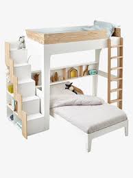 lit mezzanine avec etageres pour combine easyspace blanc bois vertbaudet lit pour petite chambre lit enfant lit mezzanine