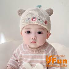 iSFun 加厚保暖新生兒毛線針織加厚保暖帽6-12個月可愛男女寶寶幼兒胎帽/豆牙耳米色- PChome 24h購物