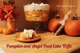 Add a layer of the syrupy berries and then a layer of yoghurt, reserving a few spoonfuls of yoghurt for the end. Pumpkin And Angel Food Cake Trifle My World Simplified
