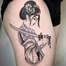 In many japanese artworks like paintings or tattoos, the geisha is associated with cherry blossoms that are the symbol of speciality of japan. Maaya J Sur Instagram First Piece Done At Lilletattooconvention Fl Traditional Japanese Tattoo Sleeve Geisha Tattoo Design Sleeve Tattoos For Women