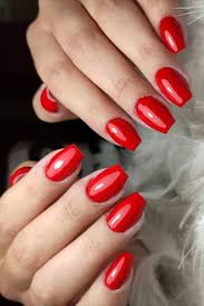 Red nails are always popular in the nail fashion world. Cute Simpe Short Red Coffin Nails Acrylic Set Rednails Coffinnails Red Acrylic Nails Red Gel Nails Cute Red Nails