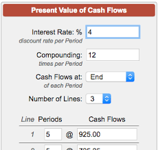 Present Value Of Cash Flows Calculator