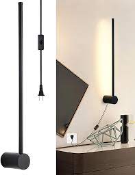 Ditoon Modern Wall Sconce Plug In Led Matte Black Wall Lamp With Plug In Cord On Off Switch 21 5 8 Inches Lam In 2021 Plug In Wall Sconce Wall Sconces Black Wall Lamps