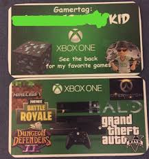 My son has a bunch of friends who play Xbox but he always forgets to trade  gamer tags so I made him business cards. : rgaming