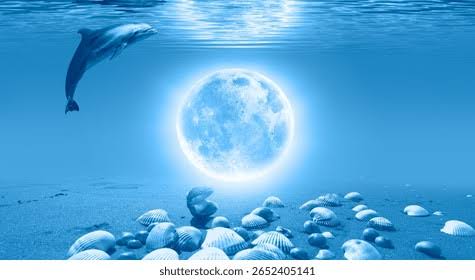 Full Moon Under Water On Blue Stock Photo 2652405141 | Shutterstock