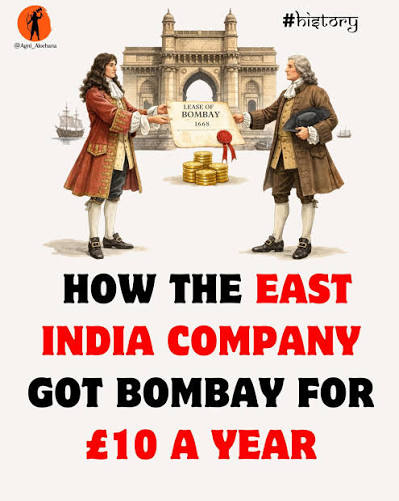 Did you know Bombay was transferred through a royal marriage and finally leased to the East India Company for just £10 a year? #indianhistory #mumbaihistory #colonialindia #eastindiacompany #britishindia