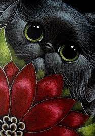Holiday Angel Cat Red Poinsettia Flower Angel Cat Cat Art Dyi Art