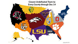 View the latest fbs college football stats, statistics, standings, rankings, players, scores and results. Redditcfb On Twitter The Current Undefeatedmap Showing The Closest Undefeated College Football Team To Each County In The United States Every Level Ncaa Fbs Fcs D2 D3 Naia Jucos 12 14 Https T Co U26on2inod