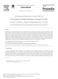 Pdf Development Of High Performance Aerogel Concrete