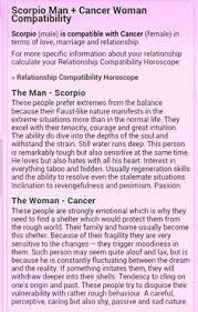 A cancer man is one who will defend the scorpio woman, moreover he can do it without making her feel subjugated. Scorpio Male And Cancer Female Love Compatibility