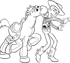 Toy Story Woody And Bullseye Coloring For Kids Toy Story Coloring Pages Horse Coloring Pages Disney Coloring Pages
