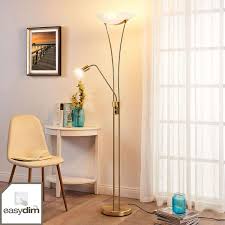 Led Stehlampe Felicia Deckenfluter Leselicht Messing Matt Easydim