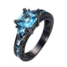 Womens Black And Blue Ring Pin On Blue Black Rings