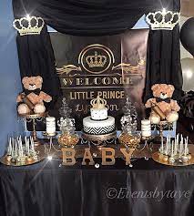 Before the baby is born, you can celebrate your friend's pregnancy by throwing a baby shower. Consulta Esta Foto De Instagram De Eventsbytaye 35 Me Gusta Royalty Baby Shower Black Gold Baby Shower Baby Bear Baby Shower