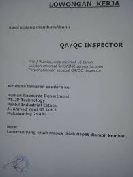 Lowongan Kerja Qaqc Inspector