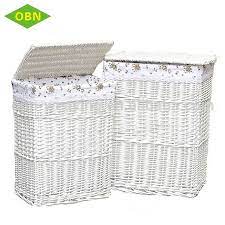 Set 2 Customized Lidded White Handmade Wicker Laundry Baskets With Fabric Liner Buy Wicker Laundry Baskets Product On Alibaba Com