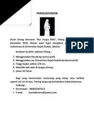 Dengan pemahaman ini, kita tahu bahwa menulis laporan penelitian adalah bagian penting dari seri. Pengumuman Orang Hilang