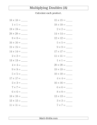 The Multiplying Doubles Up To 20 By 20 A Math Worksheet Math Methods Mental Math Learning Math